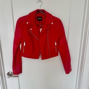 Express Women's Cropped Red  Faux Leather Jacket XXS NWT